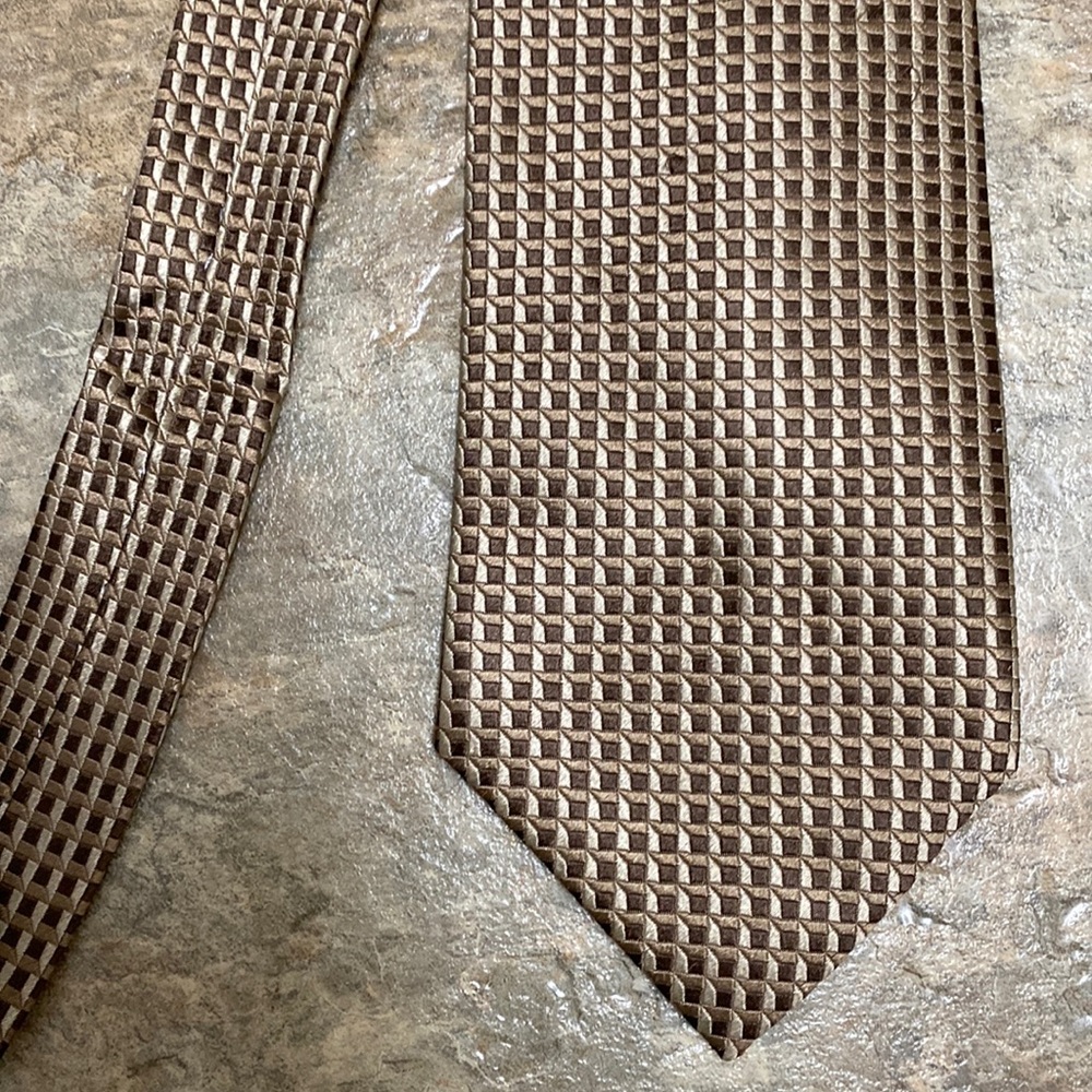 Buy One Get One 1/2 Off!! Wembley Brown Geometric 100% Silk Tie